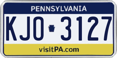 PA license plate KJO3127