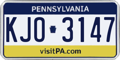 PA license plate KJO3147