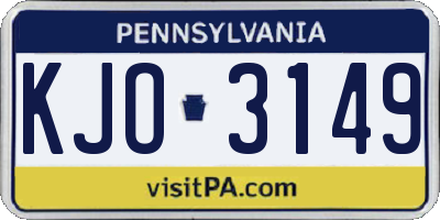 PA license plate KJO3149