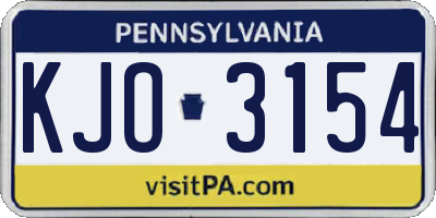 PA license plate KJO3154
