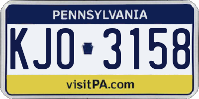 PA license plate KJO3158
