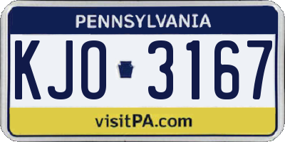 PA license plate KJO3167