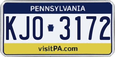 PA license plate KJO3172