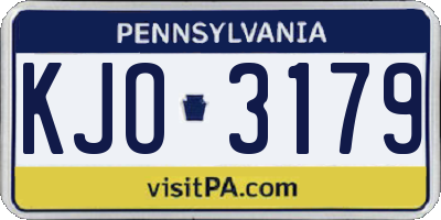 PA license plate KJO3179