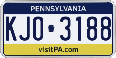 PA license plate KJO3188