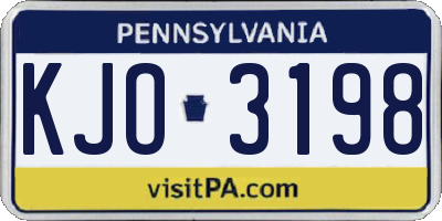 PA license plate KJO3198