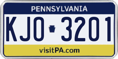 PA license plate KJO3201