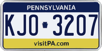PA license plate KJO3207