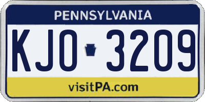 PA license plate KJO3209