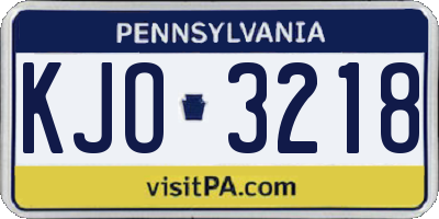 PA license plate KJO3218