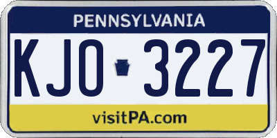 PA license plate KJO3227