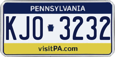 PA license plate KJO3232