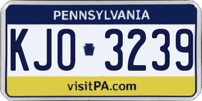 PA license plate KJO3239