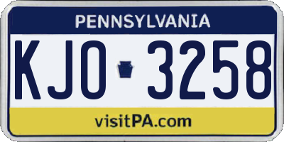 PA license plate KJO3258