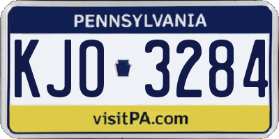 PA license plate KJO3284