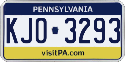 PA license plate KJO3293
