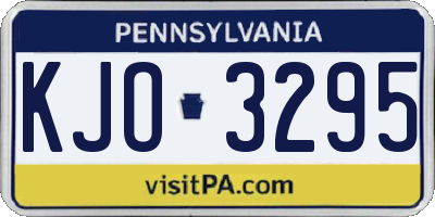PA license plate KJO3295