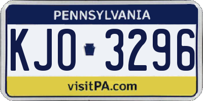 PA license plate KJO3296
