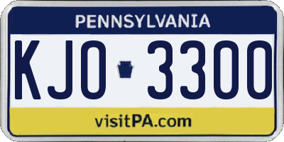 PA license plate KJO3300