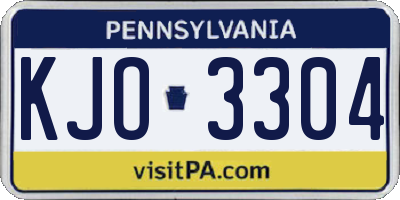 PA license plate KJO3304