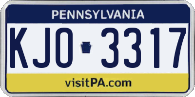 PA license plate KJO3317