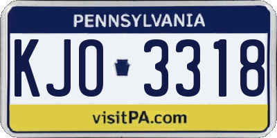 PA license plate KJO3318