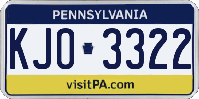PA license plate KJO3322