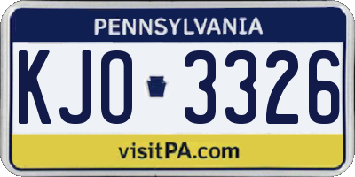 PA license plate KJO3326