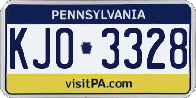 PA license plate KJO3328