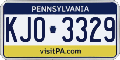 PA license plate KJO3329
