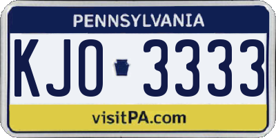 PA license plate KJO3333