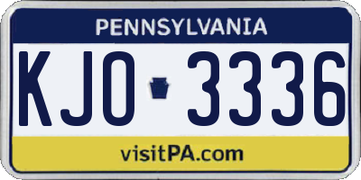PA license plate KJO3336
