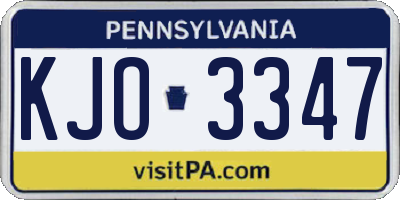 PA license plate KJO3347