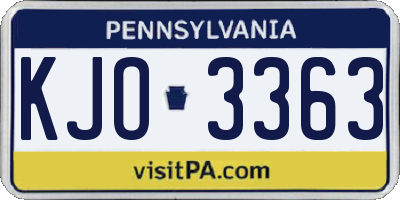 PA license plate KJO3363