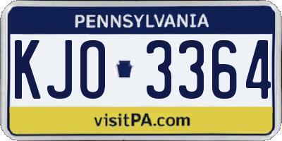 PA license plate KJO3364