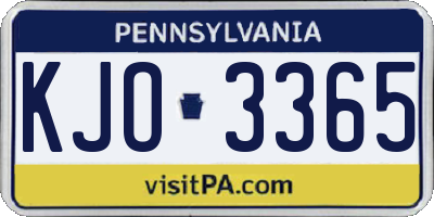 PA license plate KJO3365