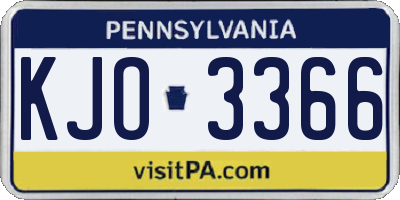 PA license plate KJO3366