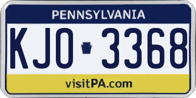 PA license plate KJO3368