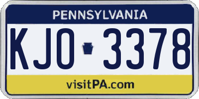 PA license plate KJO3378