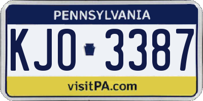 PA license plate KJO3387