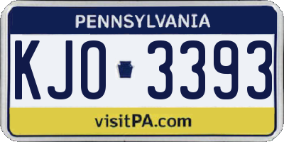 PA license plate KJO3393