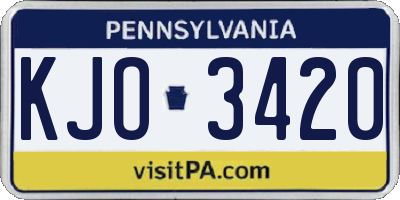PA license plate KJO3420