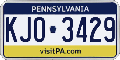PA license plate KJO3429