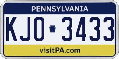 PA license plate KJO3433