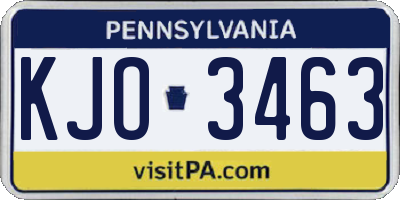 PA license plate KJO3463