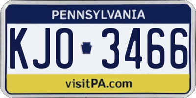 PA license plate KJO3466