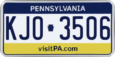 PA license plate KJO3506