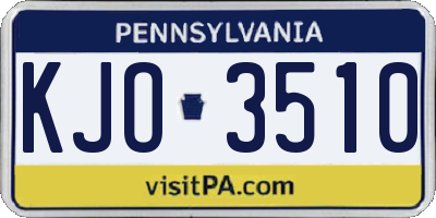 PA license plate KJO3510