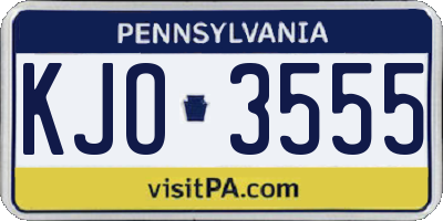 PA license plate KJO3555