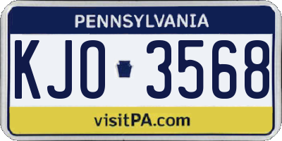 PA license plate KJO3568